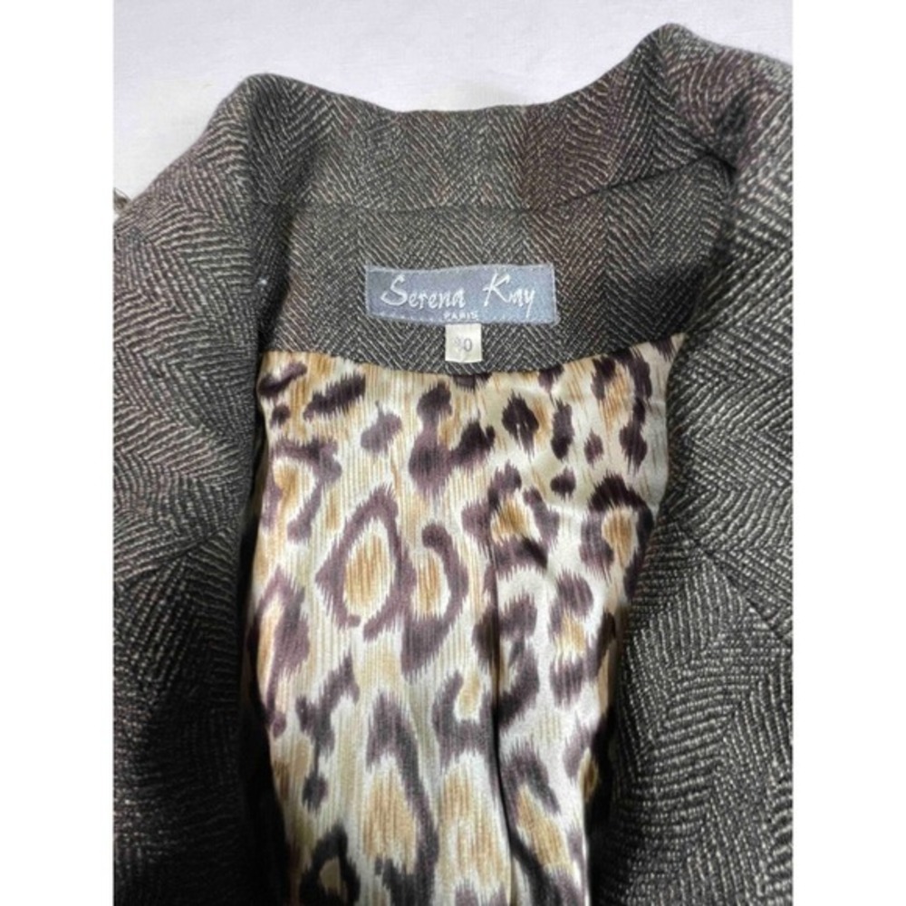 Serena Kay Paris Jaquar/Leopard Jacket Blazer Brown Dark FR‎ 40 - EUC - Picture 7 of 8